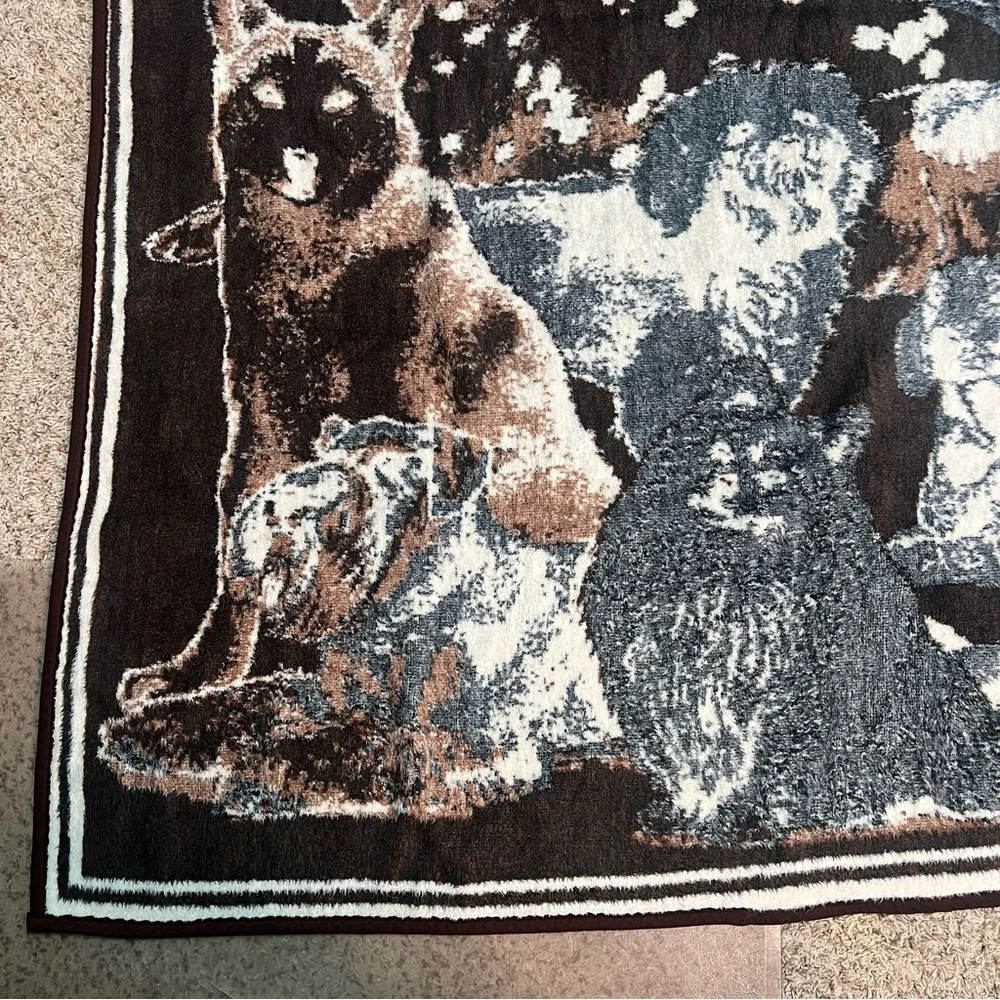 San Marcos Blanket Dog Breeds Large Brown & Tan Reversible Vintage Throw‎